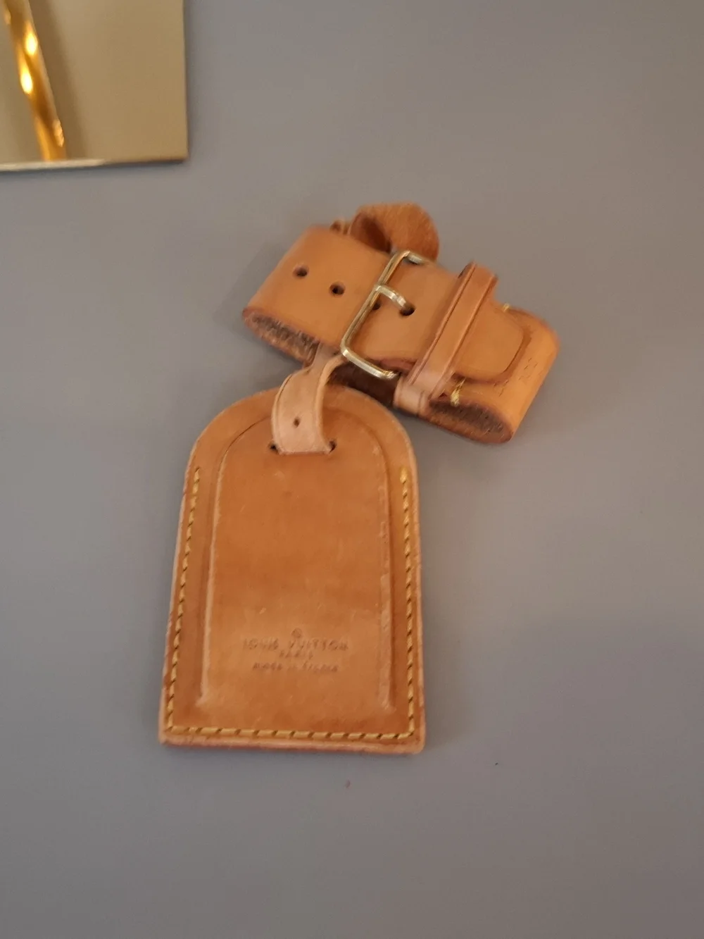 Louis Vuitton Tan Leather Luggage Tag